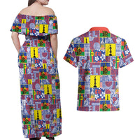 New Caledonia Joyeux Noel Couples Matching Off Shoulder Maxi Dress and Hawaiian Shirt Pacific Patchwork Xmas Vibes LT9 - Polynesian Pride