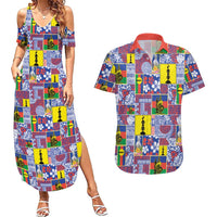 New Caledonia Joyeux Noel Couples Matching Summer Maxi Dress and Hawaiian Shirt Pacific Patchwork Xmas Vibes LT9 Blue - Polynesian Pride