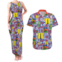 New Caledonia Joyeux Noel Couples Matching Tank Maxi Dress and Hawaiian Shirt Pacific Patchwork Xmas Vibes LT9 Blue - Polynesian Pride