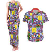 New Caledonia Joyeux Noel Couples Matching Tank Maxi Dress and Hawaiian Shirt Pacific Patchwork Xmas Vibes - Polynesian Pride