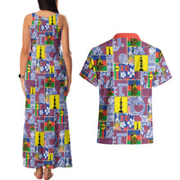 New Caledonia Joyeux Noel Couples Matching Tank Maxi Dress and Hawaiian Shirt Pacific Patchwork Xmas Vibes - Polynesian Pride
