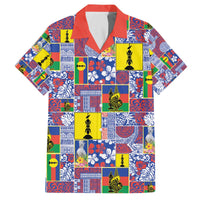 New Caledonia Joyeux Noel Family Matching Off The Shoulder Long Sleeve Dress and Hawaiian Shirt Pacific Patchwork Xmas Vibes - Polynesian Pride