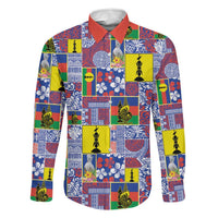 New Caledonia Joyeux Noel Family Matching Off Shoulder Short Dress and Hawaiian Shirt Pacific Patchwork Xmas Vibes - Polynesian Pride