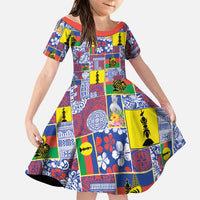 New Caledonia Joyeux Noel Family Matching Short Sleeve Bodycon Dress and Hawaiian Shirt Pacific Patchwork Xmas Vibes - Polynesian Pride