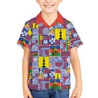 New Caledonia Joyeux Noel Family Matching Short Sleeve Bodycon Dress and Hawaiian Shirt Pacific Patchwork Xmas Vibes - Polynesian Pride