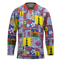 New Caledonia Joyeux Noel Hockey Jersey Pacific Patchwork Xmas Vibes LT9 Unisex Blue - Polynesian Pride