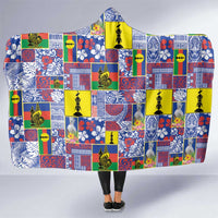 New Caledonia Joyeux Noel Hooded Blanket Pacific Patchwork Xmas Vibes LT9 One Size Blue - Polynesian Pride