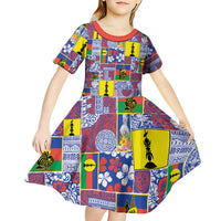 New Caledonia Joyeux Noel Kid Short Sleeve Dress Pacific Patchwork Xmas Vibes LT9 - Polynesian Pride