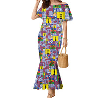 New Caledonia Joyeux Noel Mermaid Dress Pacific Patchwork Xmas Vibes LT9 Women Blue - Polynesian Pride