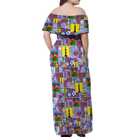 New Caledonia Joyeux Noel Off Shoulder Maxi Dress Pacific Patchwork Xmas Vibes LT9 - Polynesian Pride