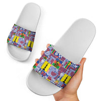 New Caledonia Joyeux Noel Slide Sandals Pacific Patchwork Xmas Vibes LT9 - Polynesian Pride