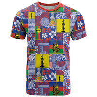 New Caledonia Joyeux Noel T Shirt Pacific Patchwork Xmas Vibes LT9 Blue - Polynesian Pride