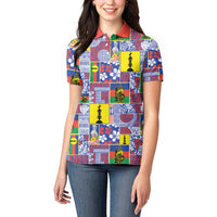 New Caledonia Joyeux Noel Women Polo Shirt Pacific Patchwork Xmas Vibes - Polynesian Pride