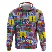 New Caledonia Joyeux Noel Zip Hoodie Pacific Patchwork Xmas Vibes LT9 Pullover Hoodie Blue - Polynesian Pride