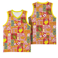 Niue Monuina e Kilisimasi Basketball Jersey Pacific Patchwork Xmas Vibes LT9 - Polynesian Pride