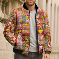 Niue Monuina e Kilisimasi Bomber Puffer Jacket Pacific Patchwork Xmas Vibes LT9 - Polynesian Pride