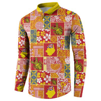 Niue Monuina e Kilisimasi Button Sweatshirt Pacific Patchwork Xmas Vibes LT9 - Polynesian Pride