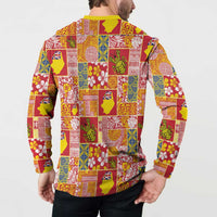 Niue Monuina e Kilisimasi Button Sweatshirt Pacific Patchwork Xmas Vibes LT9 - Polynesian Pride