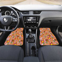 Niue Monuina e Kilisimasi Car Mats Pacific Patchwork Xmas Vibes LT9 Set 2pcs - Front Yellow - Polynesian Pride