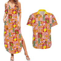 Niue Monuina e Kilisimasi Couples Matching Summer Maxi Dress and Hawaiian Shirt Pacific Patchwork Xmas Vibes LT9 Yellow - Polynesian Pride
