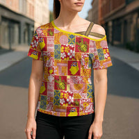 Niue Monuina e Kilisimasi Cross Shoulder Shirt Pacific Patchwork Xmas Vibes LT9 - Polynesian Pride