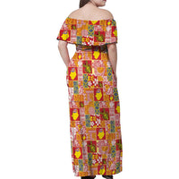 Niue Monuina e Kilisimasi Family Matching Off Shoulder Maxi Dress and Hawaiian Shirt Pacific Patchwork Xmas Vibes - Polynesian Pride