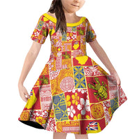 Niue Monuina e Kilisimasi Family Matching Off Shoulder Short Dress and Hawaiian Shirt Pacific Patchwork Xmas Vibes - Polynesian Pride