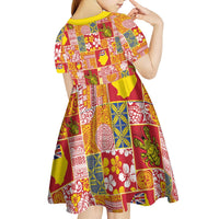 Niue Monuina e Kilisimasi Kid Short Sleeve Dress Pacific Patchwork Xmas Vibes LT9 - Polynesian Pride