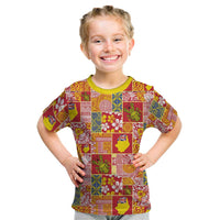 Niue Monuina e Kilisimasi Kid T Shirt Pacific Patchwork Xmas Vibes LT9 Yellow - Polynesian Pride
