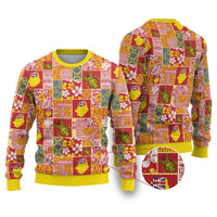 Niue Monuina e Kilisimasi Ugly Christmas Sweater Pacific Patchwork Xmas Vibes - Polynesian Pride
