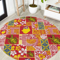 Niue Monuina e Kilisimasi Round Carpet Pacific Patchwork Xmas Vibes - Polynesian Pride