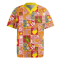 Niue Monuina e Kilisimasi Rugby Jersey Pacific Patchwork Xmas Vibes LT9 Yellow - Polynesian Pride