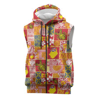 Niue Monuina e Kilisimasi Sleeveless Zip Hoodie Pacific Patchwork Xmas Vibes LT9 Yellow - Polynesian Pride