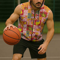 Niue Monuina e Kilisimasi Sleeveless Zip Hoodie Pacific Patchwork Xmas Vibes LT9 - Polynesian Pride