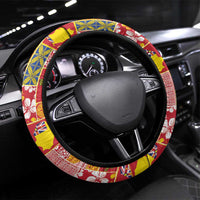 Niue Monuina e Kilisimasi Steering Wheel Cover Pacific Patchwork Xmas Vibes LT9 Universal Fit Yellow - Polynesian Pride