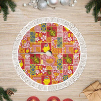 Niue Monuina e Kilisimasi Tree Skirt Pacific Patchwork Xmas Vibes LT9 Fringed Yellow - Polynesian Pride