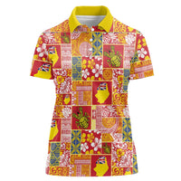 Niue Monuina e Kilisimasi Women Polo Shirt Pacific Patchwork Xmas Vibes LT9 Female Yellow - Polynesian Pride