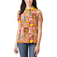 Niue Monuina e Kilisimasi Women Polo Shirt Pacific Patchwork Xmas Vibes LT9 - Polynesian Pride