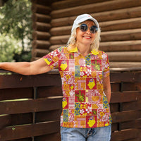 Niue Monuina e Kilisimasi Women Polo Shirt Pacific Patchwork Xmas Vibes LT9 - Polynesian Pride