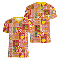 Niue Monuina e Kilisimasi Women V-Neck T-Shirt Pacific Patchwork Xmas Vibes LT9 - Polynesian Pride