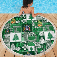 Norfolk Island Meri Krismas Beach Blanket Pacific Patchwork Xmas Vibes - Polynesian Pride