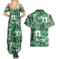 Norfolk Island Meri Krismas Couples Matching Summer Maxi Dress and Hawaiian Shirt Pacific Patchwork Xmas Vibes - Polynesian Pride