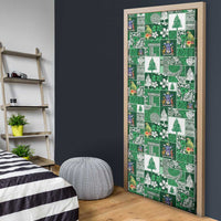 Norfolk Island Meri Krismas Door Cover Pacific Patchwork Xmas Vibes - Polynesian Pride