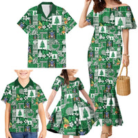 Norfolk Island Meri Krismas Family Matching Mermaid Dress and Hawaiian Shirt Pacific Patchwork Xmas Vibes - Polynesian Pride