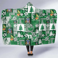 Norfolk Island Meri Krismas Hooded Blanket Pacific Patchwork Xmas Vibes LT9 One Size Green - Polynesian Pride
