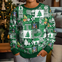 Norfolk Island Meri Krismas Kid Ugly Christmas Sweater Pacific Patchwork Xmas Vibes - Polynesian Pride