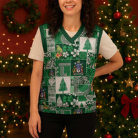 Norfolk Island Meri Krismas Christmas Knitted V-Neck Vest Pacific Patchwork Xmas Vibes - Polynesian Pride