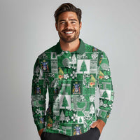 Norfolk Island Meri Krismas Long Sleeve Polo Shirt Pacific Patchwork Xmas Vibes LT9 - Polynesian Pride