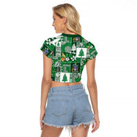Norfolk Island Meri Krismas Raglan Cropped T Shirt Pacific Patchwork Xmas Vibes LT9 - Polynesian Pride