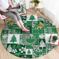 Norfolk Island Meri Krismas Round Carpet Pacific Patchwork Xmas Vibes - Polynesian Pride